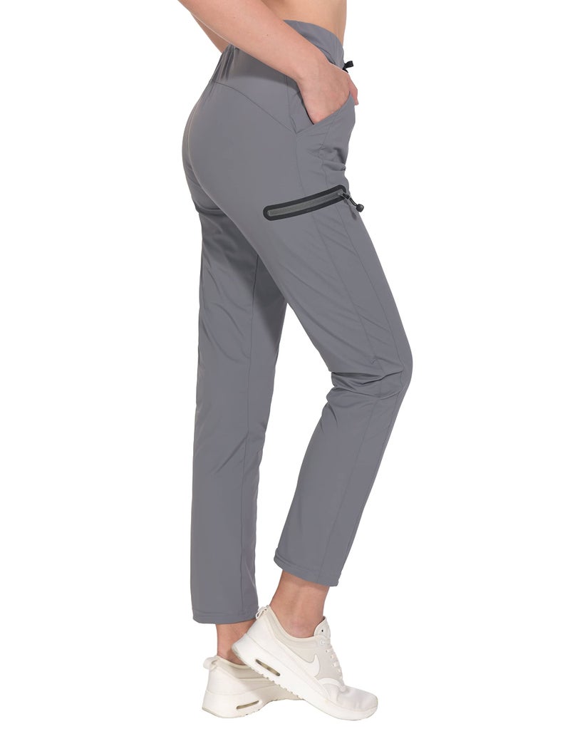 Little Donkey Andy Women's Ultra-Stretch Quick Dry Lightweight Ankle Pants Drawstring Active Travel Hiking Gray M - Image 1